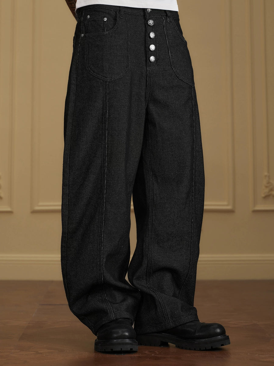 Textured Button-Fly Wide-Leg Denim – DPSTWR